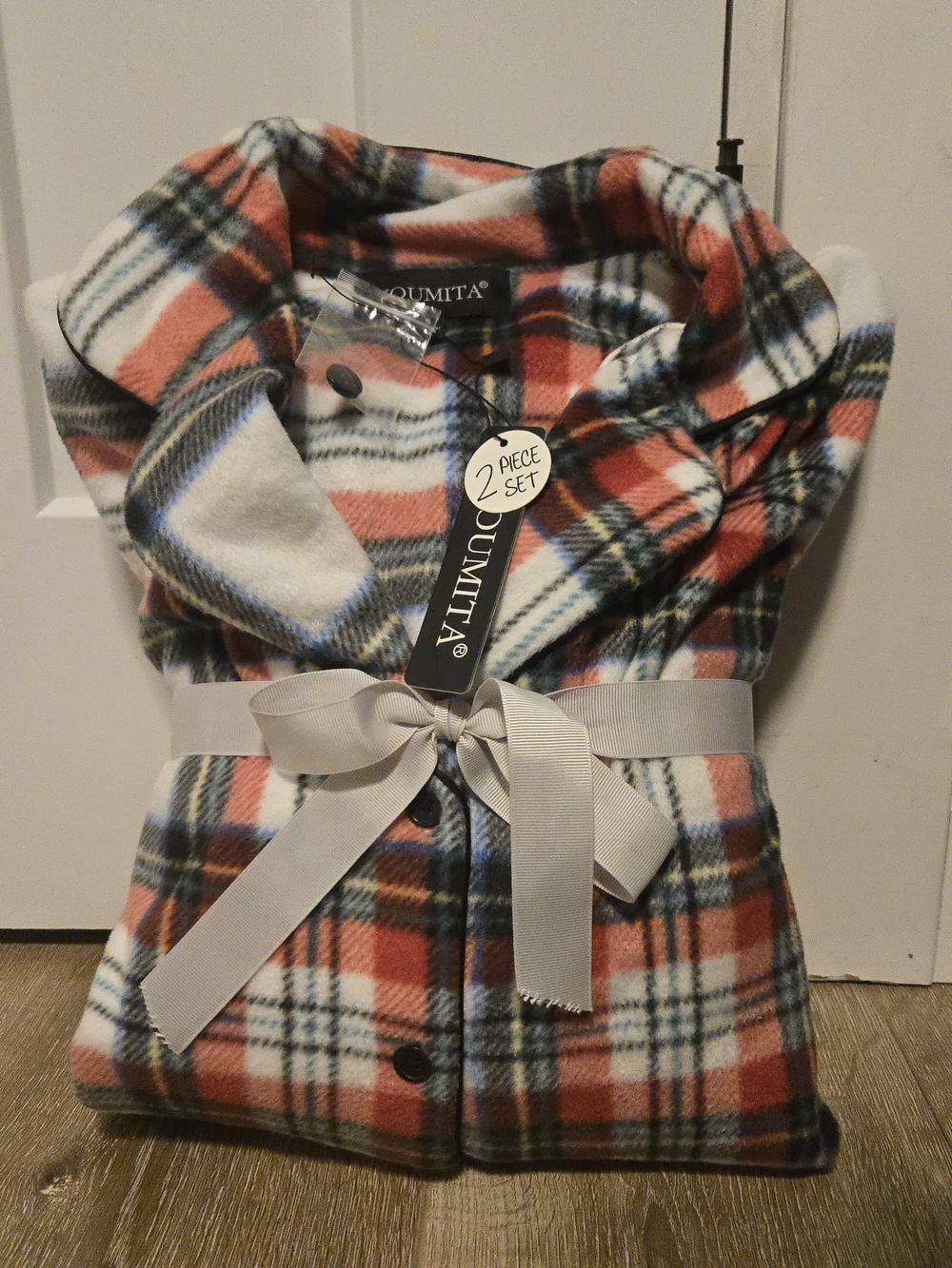 Youmita Red Plaid Fleece Pajama Set - 2 Piece